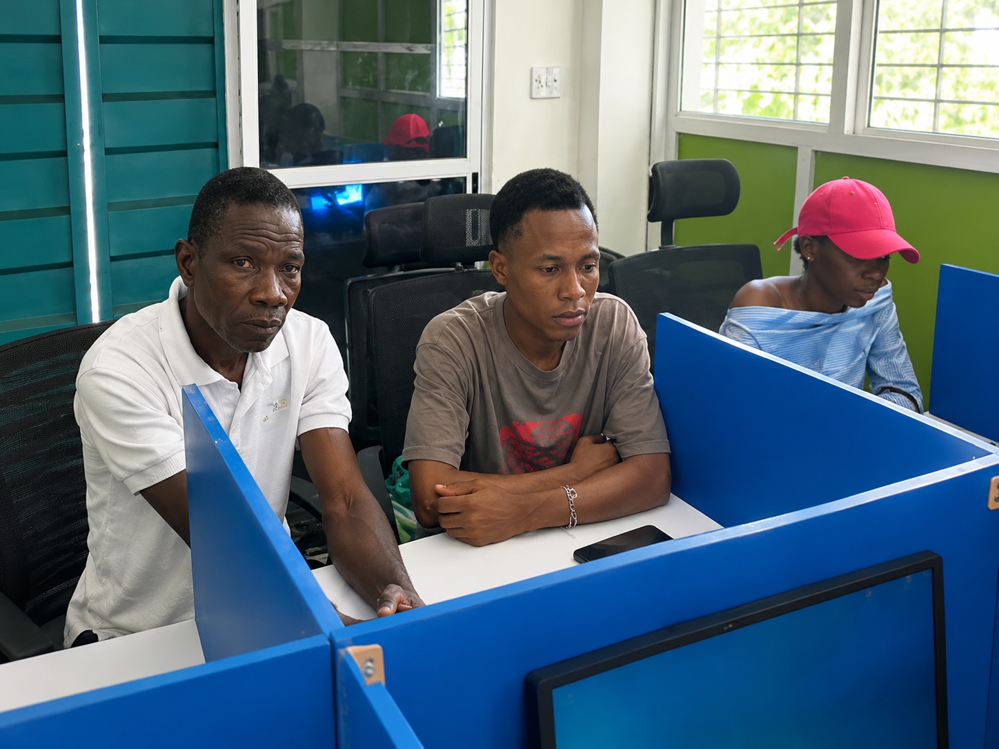 Trainees at their workstations in the SKF lab